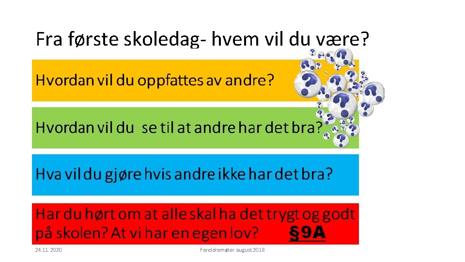 Fra første skoledag- hvem vil du være? 24. 11. 2020 Foreldremøter august 2018 
