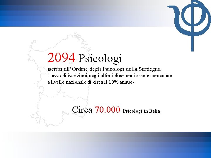 2094 Psicologi iscritti all’Ordine degli Psicologi della Sardegna - tasso di iscrizioni negli ultimi