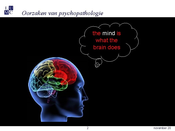 Oorzaken van psychopathologie the mind is what the brain does 2 november 20 
