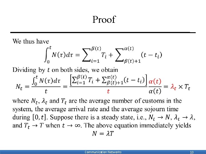 Proof • Communication Networks 10 Proof • Communication Networks 10