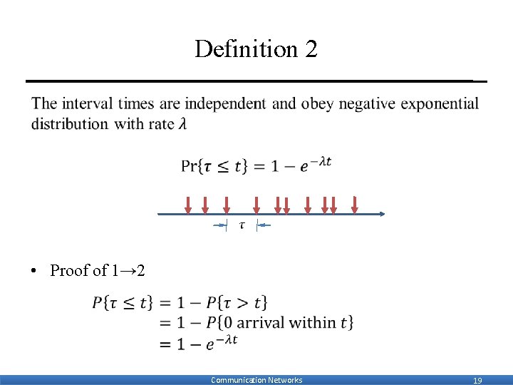 Definition 2 • • Proof of 1→ 2 Communication Networks 19 