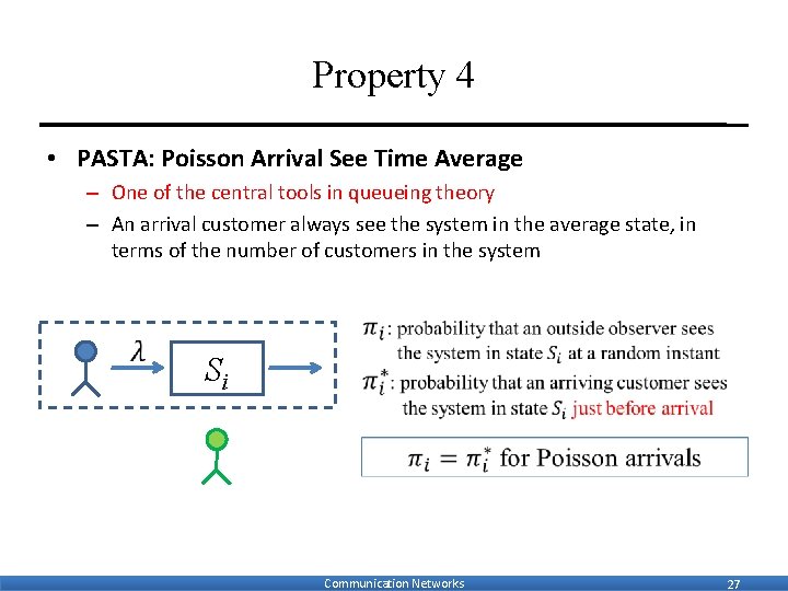 Property 4 • PASTA: Poisson Arrival See Time Average – One of the central