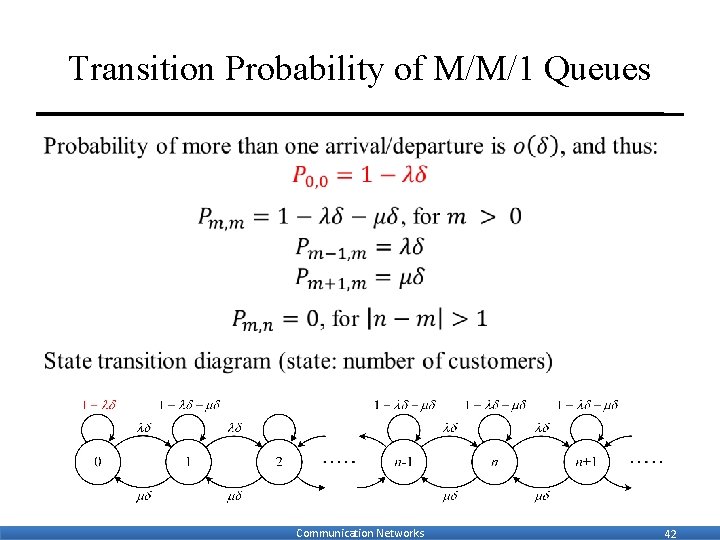 Transition Probability of M/M/1 Queues • Communication Networks 42 