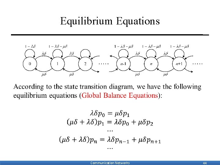 Equilibrium Equations • Communication Networks 44 Equilibrium Equations • Communication Networks 44