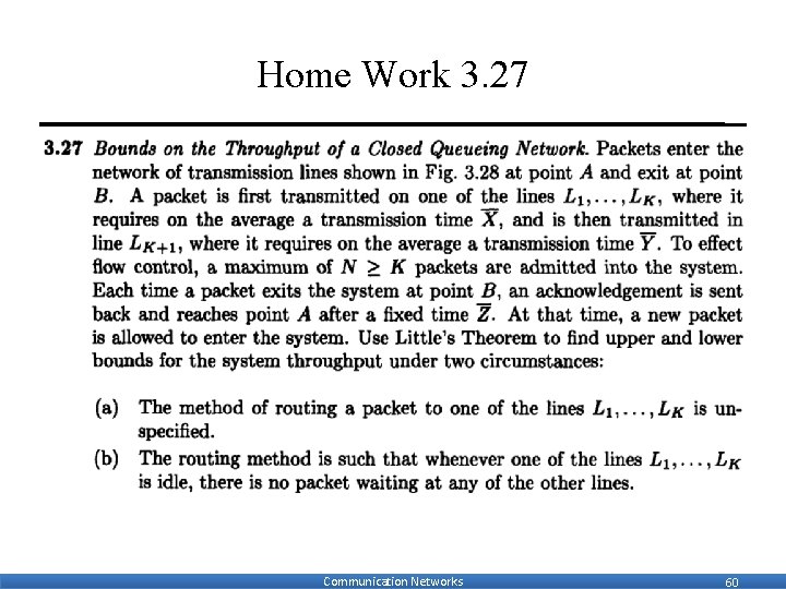 Home Work 3. 27 Communication Networks 60 