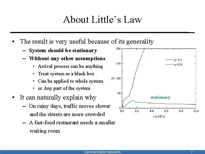 About Little’s Law • The result is very useful because of its generality –