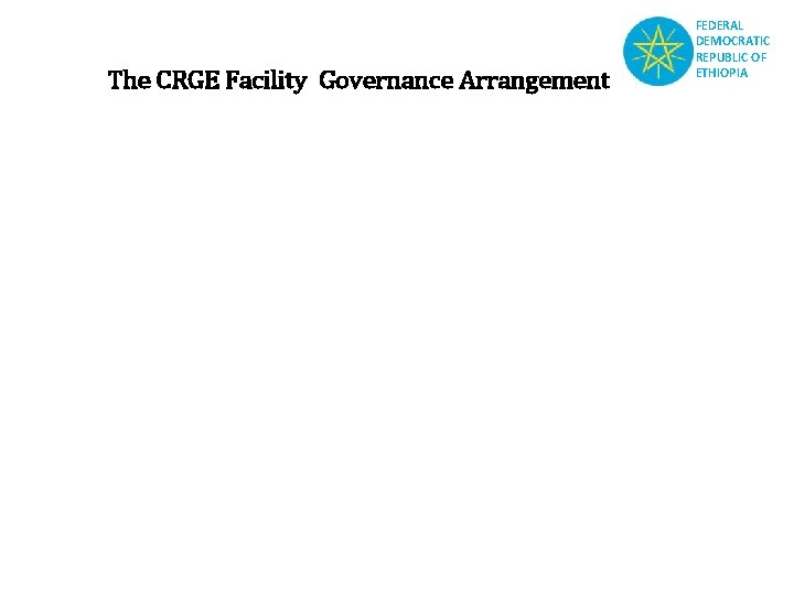 The CRGE Facility Governance Arrangement FEDERAL DEMOCRATIC REPUBLIC OF ETHIOPIA 