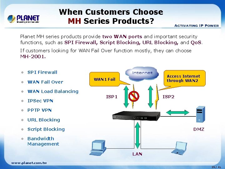 When Customers Choose MH Series Products? Planet MH series products provide two WAN ports