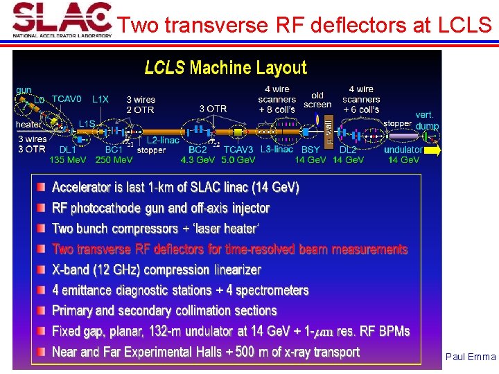 Two transverse RF deflectors at LCLS Paul Emma 