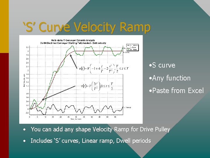 ‘S’ Curve Velocity Ramp • S curve • Any function • Paste from Excel