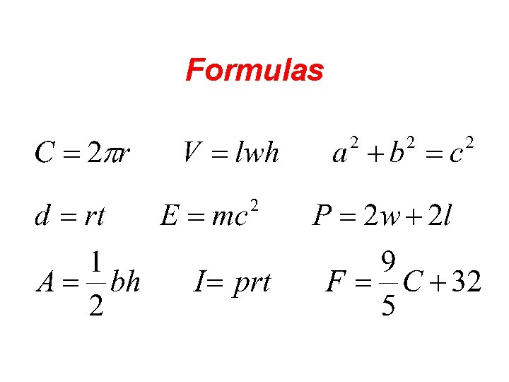 Formulas 