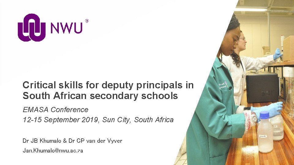 Critical skills for deputy principals in South African secondary schools EMASA Conference 12 -15