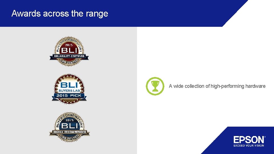 Awards across the range A wide collection of high-performing hardware Awards across the range A wide collection of high-performing hardware