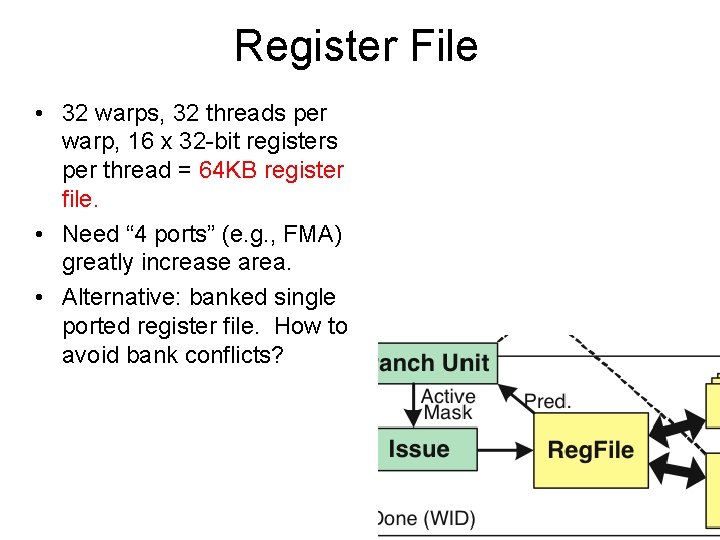 Register File • 32 warps, 32 threads per warp, 16 x 32 -bit registers