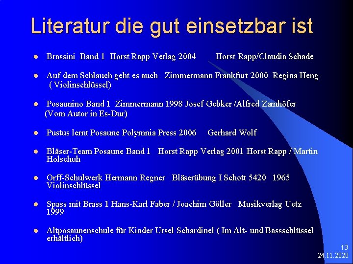 Literatur die gut einsetzbar ist l Brassini Band 1 Horst Rapp Verlag 2004 l