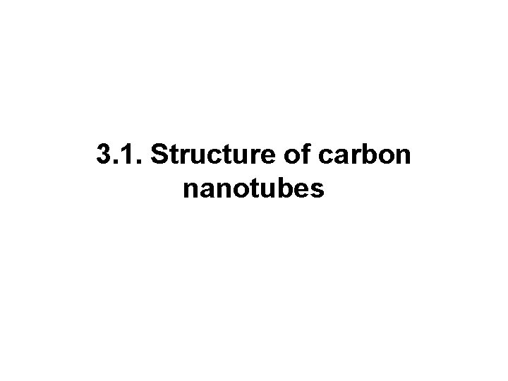 3. 1. Structure of carbon nanotubes 