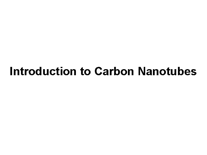 Introduction to Carbon Nanotubes 