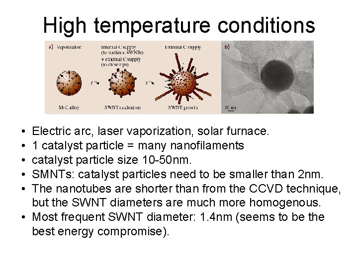 High temperature conditions • • • Electric arc, laser vaporization, solar furnace. 1 catalyst