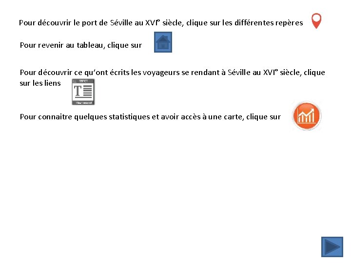 Pour découvrir le port de Séville au XVI° siècle, clique sur les différentes repères