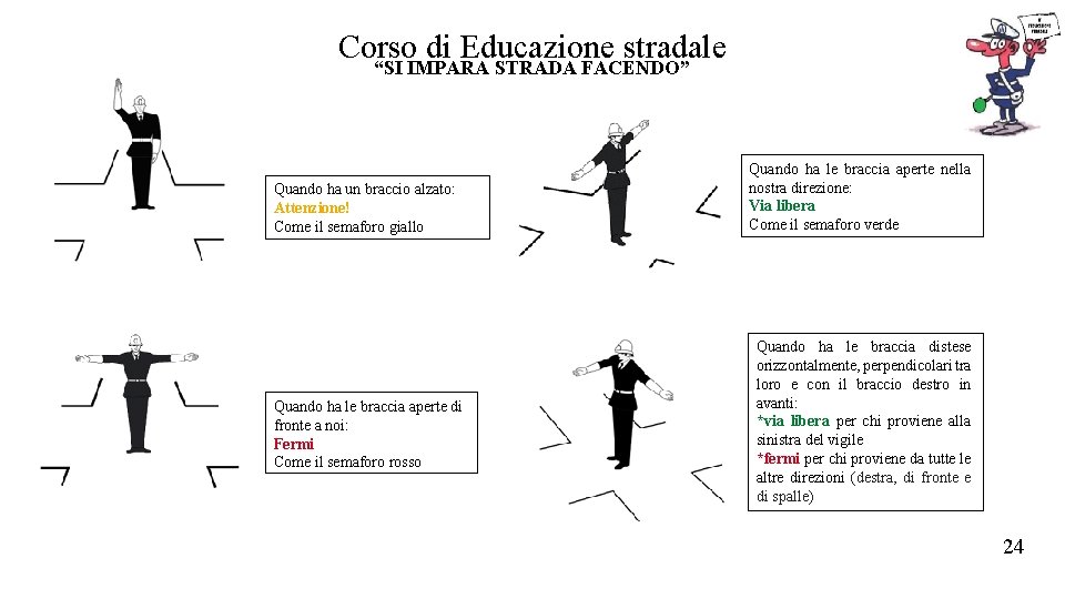Corso di Educazione stradale “SI IMPARA STRADA FACENDO” Quando ha un braccio alzato: Attenzione! Corso di Educazione stradale “SI IMPARA STRADA FACENDO” Quando ha un braccio alzato: Attenzione!