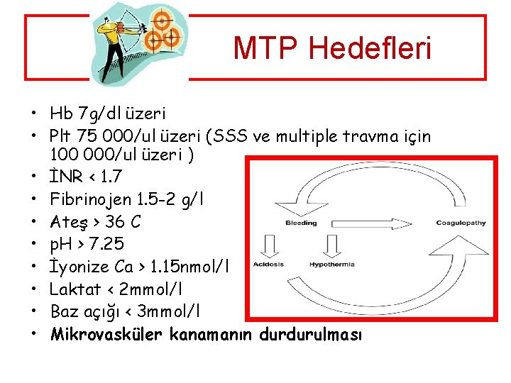 MTP Hedefleri • Hb 7 g/dl üzeri • Plt 75 000/ul üzeri (SSS ve