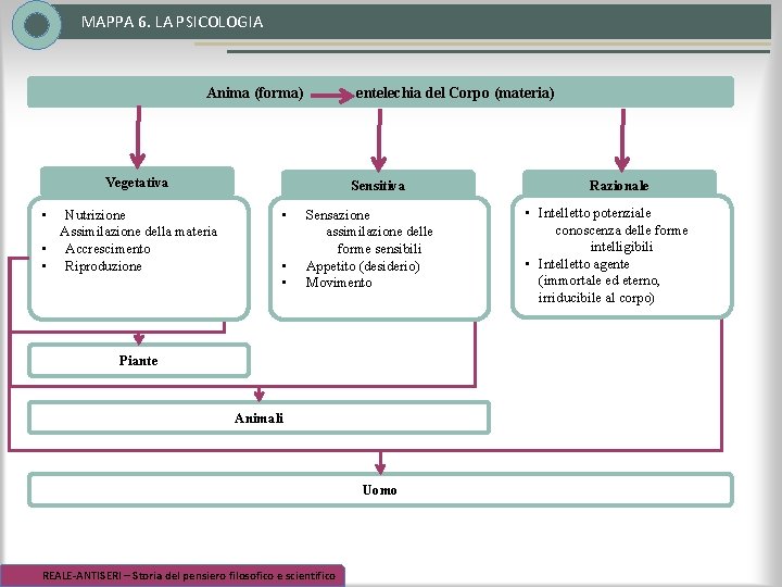 MAPPA 6. LA PSICOLOGIA Anima (forma) entelechia del Corpo (materia) Vegetativa • Nutrizione Assimilazione MAPPA 6. LA PSICOLOGIA Anima (forma) entelechia del Corpo (materia) Vegetativa • Nutrizione Assimilazione