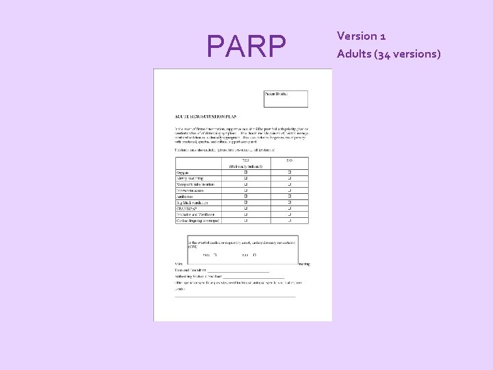 PARP Version 1 Adults (34 versions) 