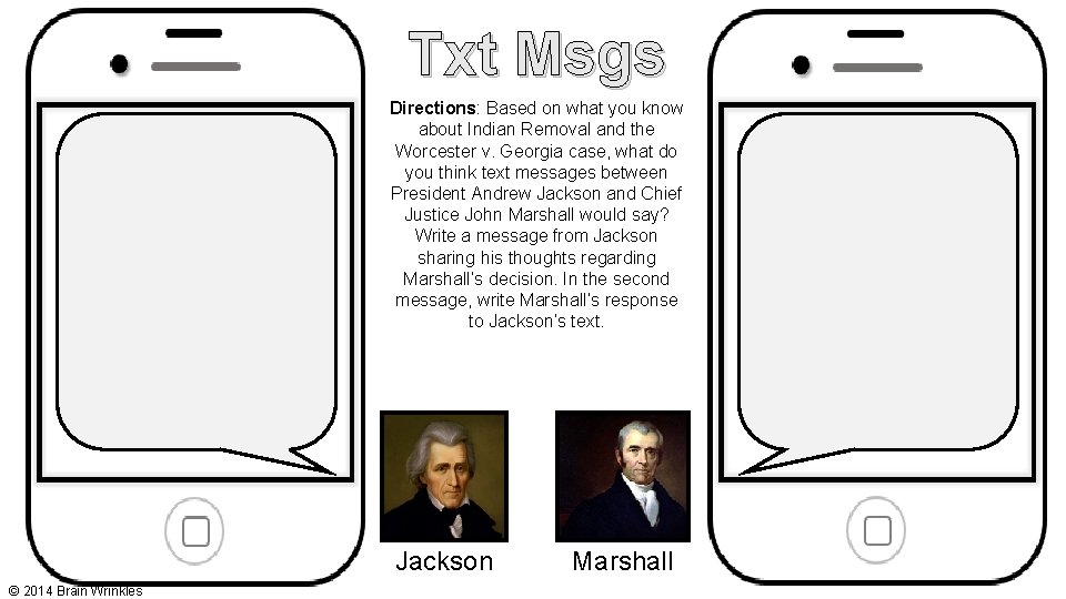 Txt Msgs Directions: Based on what you know about Indian Removal and the Worcester