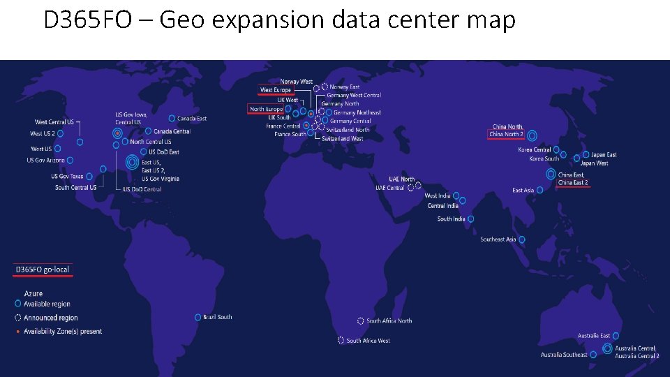 D 365 FO – Geo expansion data center map 