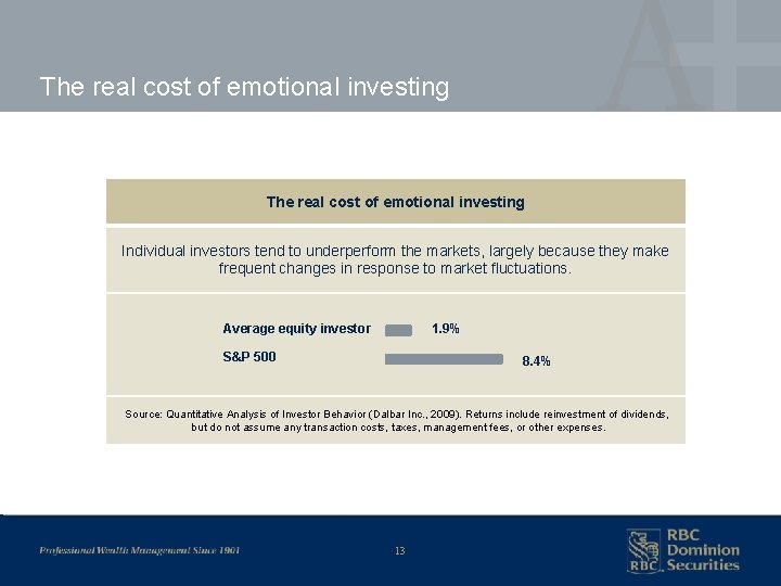 The real cost of emotional investing Individual investors tend to underperform the markets, largely
