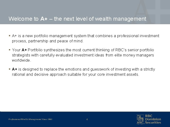 Welcome to A+ – the next level of wealth management § A+ is a