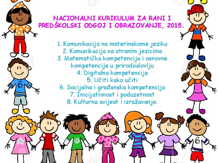 NACIONALNI KURIKULUM ZA RANI I PREDŠKOLSKI ODGOJ I OBRAZOVANJE, 2015. 1. Komunikacija na materinskome NACIONALNI KURIKULUM ZA RANI I PREDŠKOLSKI ODGOJ I OBRAZOVANJE, 2015. 1. Komunikacija na materinskome
