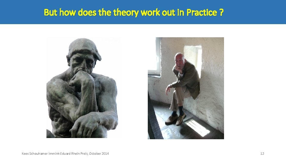 But how does theory work out in Practice ? Kees Schouhamer Immink Eduard Rhein