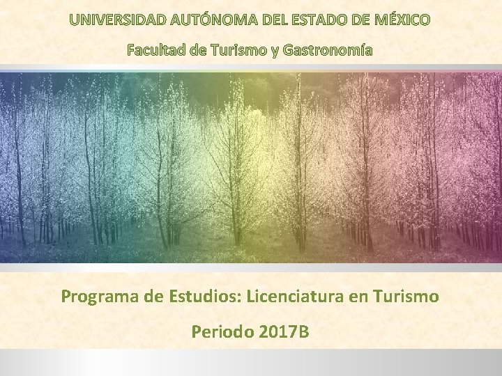 Programa de Estudios: Licenciatura en Turismo Periodo 2017 B 