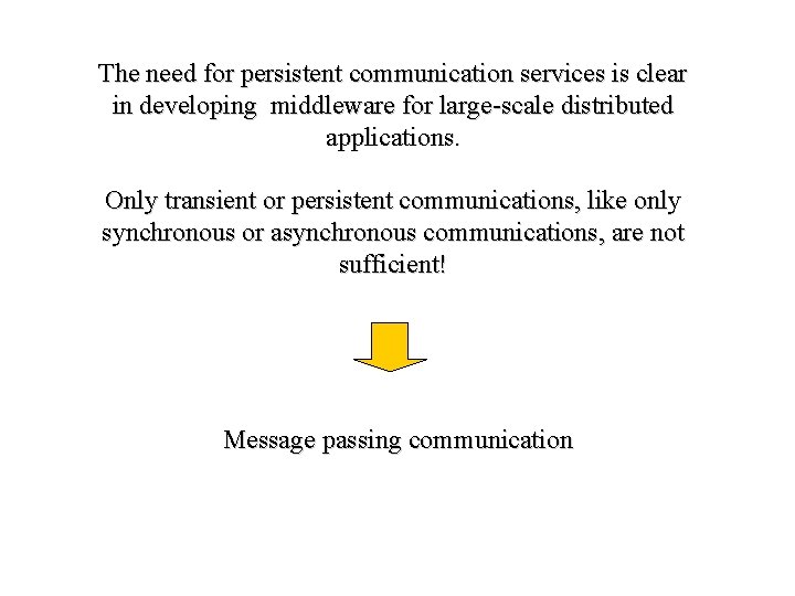 The need for persistent communication services is clear in developing middleware for large-scale distributed