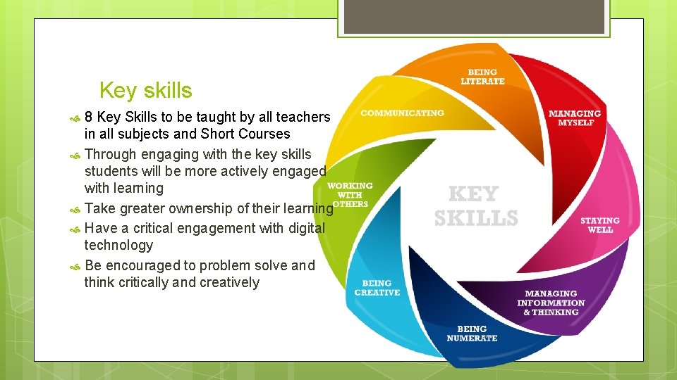 Key skills 8 Key Skills to be taught by all teachers in all subjects