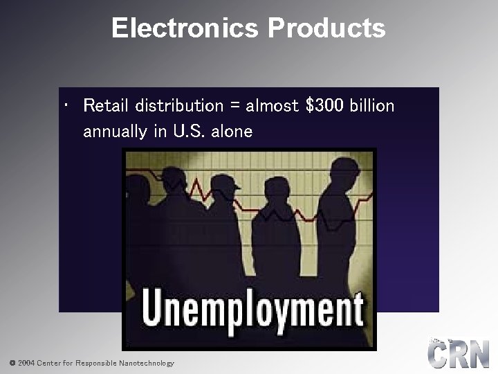 Electronics Products • Retail distribution = almost $300 billion annually in U. S. alone