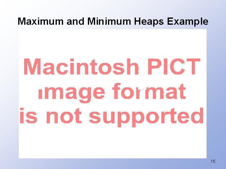 Maximum and Minimum Heaps Example 15 