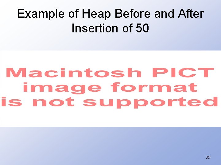 Example of Heap Before and After Insertion of 50 25 