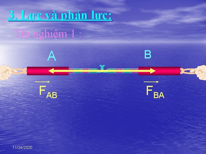 3. Lực và phản lực: Thí nghiệm 1 : A FAB 11/24/2020 B FBA