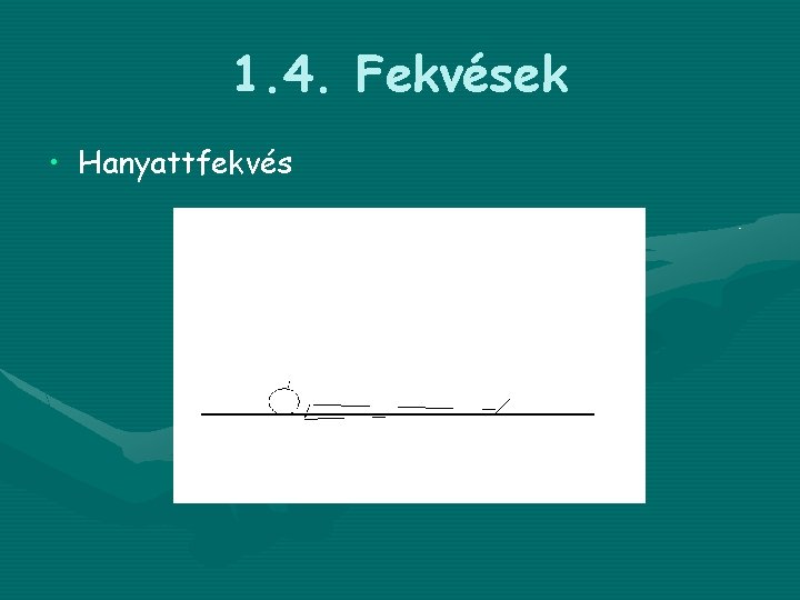 1. 4. Fekvések • Hanyattfekvés 