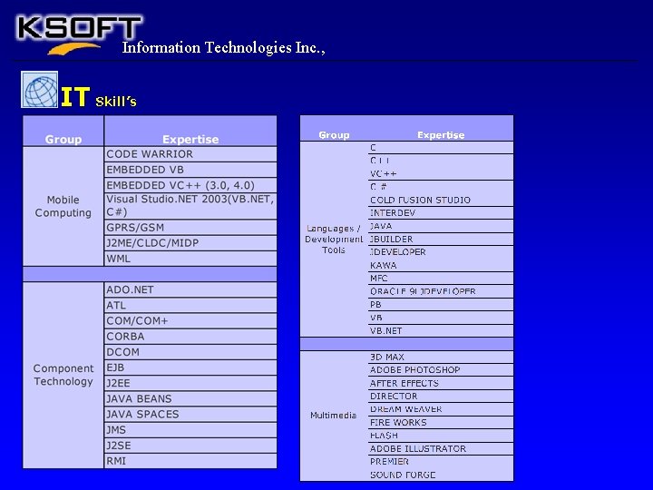 Information Technologies Inc. , IT Skill’s 