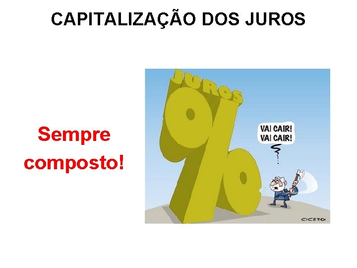 CAPITALIZAÇÃO DOS JUROS Sempre composto! 