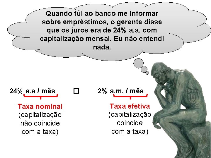 Quando fui ao banco me informar sobre empréstimos, o gerente disse que os juros