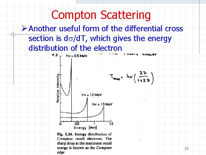 Compton Scattering Ø Another useful form of the differential cross section is ds/d. T,