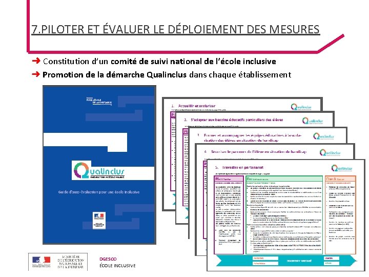 7. PILOTER ET ÉVALUER LE DÉPLOIEMENT DES MESURES ➜ Constitution d’un comité de suivi 7. PILOTER ET ÉVALUER LE DÉPLOIEMENT DES MESURES ➜ Constitution d’un comité de suivi