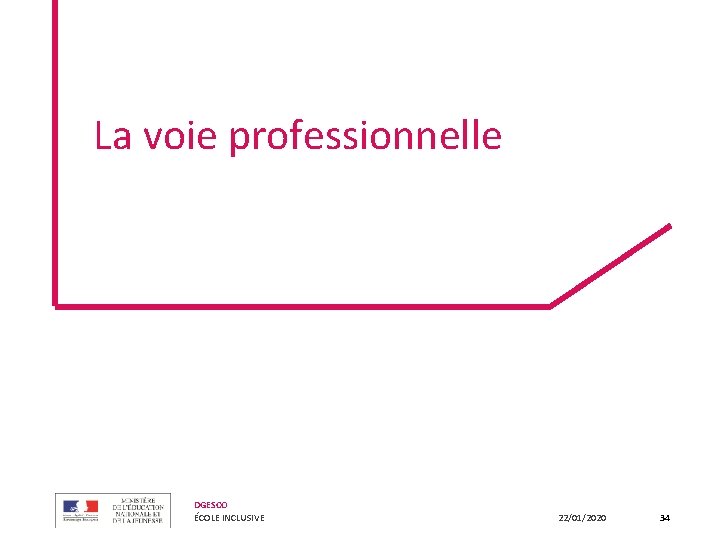 La voie professionnelle DGESCO ÉCOLE INCLUSIVE 22/01/2020 34 La voie professionnelle DGESCO ÉCOLE INCLUSIVE 22/01/2020 34