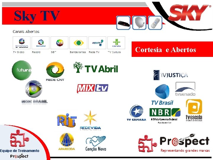 Sky TV Cortesia e Abertos Equipe de Treinamento Representando grandes marcas 