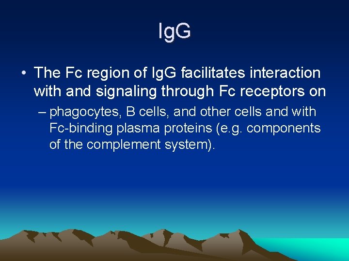 Ig. G • The Fc region of Ig. G facilitates interaction with and signaling