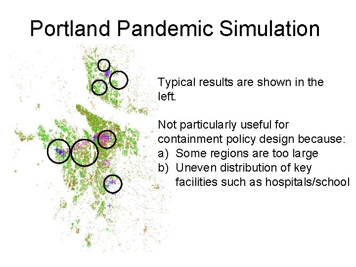 Portland Pandemic Simulation Typical results are shown in the left. Not particularly useful for